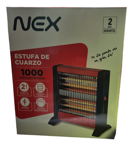Calefactor Estufa Cuarzo 1000w 2 Niveles Antivuelco Nex Asas