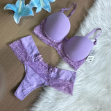 5 Conjuntos Lingerie Tanga Fio Duplo Sutiã Bojo Poliamida 