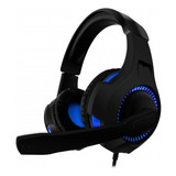 Naceb Tecnología  Audífonos Gamer Con Micrófono Omnidireccional  Na-0304 Sonido De Alta Definición Con Cancelación De Ruido Color Negro Con Azul