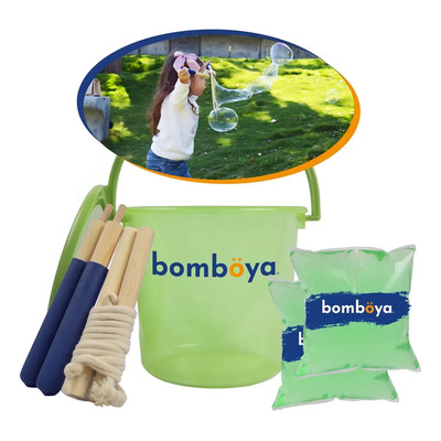 Kit Burbujas Gigantes Para Niños Bomböya Con Varitas Y Mezcla 400ml Verde Claro