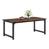 Mesa De Comedor Grande Rectangular Para 6-8 Personas Marrónn