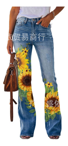 Printed Casual Imitation Jeans