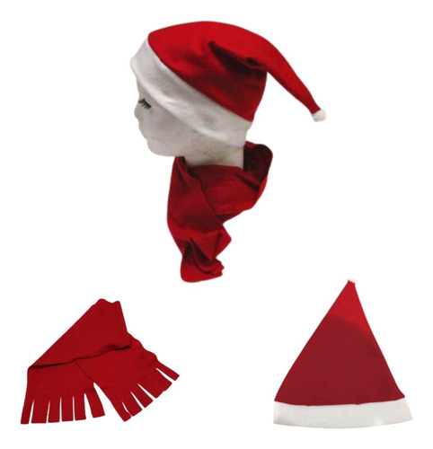 Kit Navideño Niño 1 Gorro+ 1 Bufanda Santa Posadas Navidad