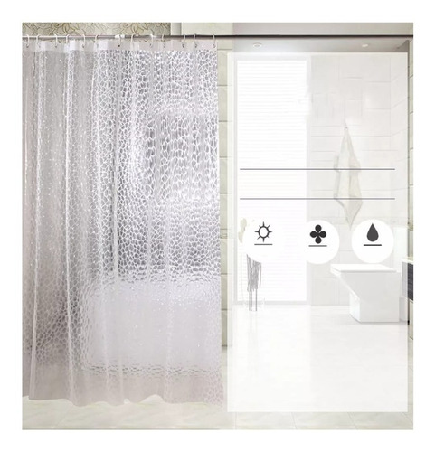 Cortina Forro De Baño Transparente Impermeable + 12 Argollas