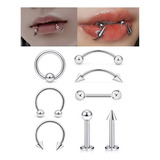 Piercing Mix Modelos Acero Quirurgico 316l 1.2x10x3 ,8 Unds