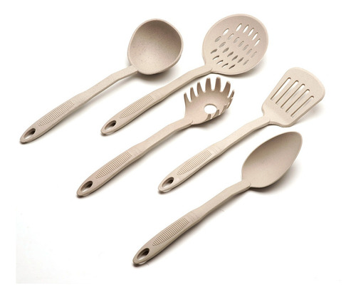 Set De 5 Utensillos Nylon Beige Areia