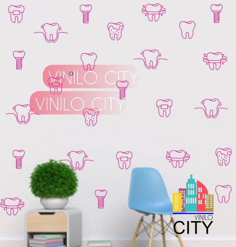 Vinil Decorativo Para Consultorio Dental 50 Pzs Mod. Ll01