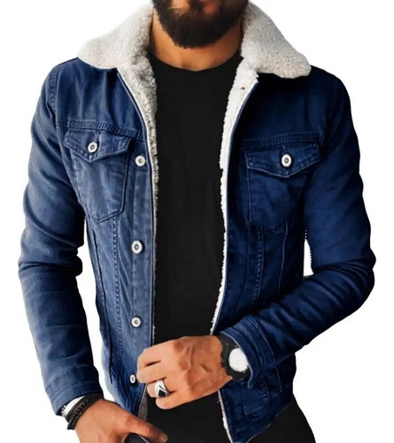 Chaqueta De Mezclilla Clasica De Hombre Jean Con Chiporro Beige