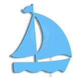Luminária Abajur Parede Barco Madeira G9 30cm Decoração Bebê Cor Azul-claro