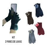 Kit 2 Luvas Inverno Feminina Touch Screen Luxo Envio 24h