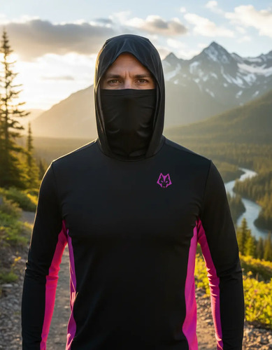 Playera Ninja Hombre Manga Larga Capucha Y Buf Ikono