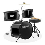 Set De Batería Junior Gammon 3 Piezas Con Trono - Negro, Kit