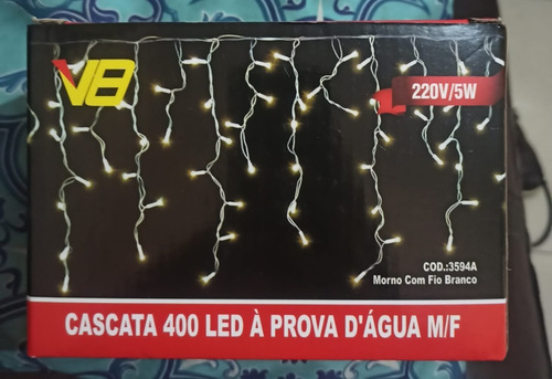 Cascata Natal 400 Led Fixo Prova D'água Fio 10m Área Externa