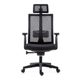 Silla Oficina Ergonomica Presidencial Marca Silleti Modelo Austin Apoya Cabezas Apoyo Lumbar Espuma Inyectada Giratoria Reclinable Mecanismo Multiblock Brazos Ajustables 3d Tapizada En Malla Negra