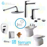 Juego Baño Ferrum Varese Corto Griferia Fv Aromo Alto Tecla