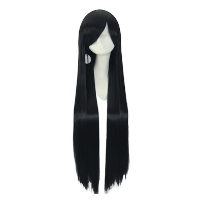 Peluca Negra (negro Total) Larga Lisa Sintetico 100 Cm Color Negro Tamaño De La Base Unitalla