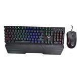 Combo Gamer Teclado Mecanico Rgb Reposa Muñeca Mouse 4800dpi