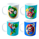 Set De Tazas De Plastico - Mario Bros X4