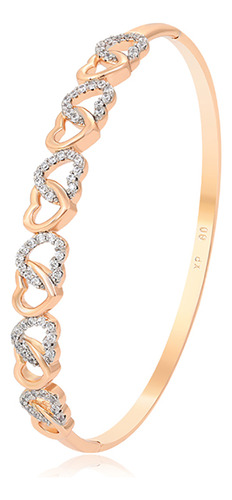 Pulsera Brazalete Dama Amor Corazones Swarovski Oro 18k Lam