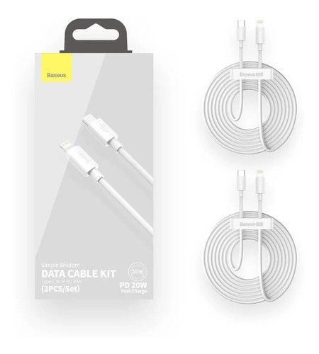 Kit C/2 Cabos Lightning Usb-c Pd 20w 1.5m Baseus iPhone iPad