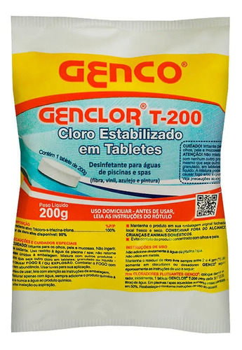 Kit C/ 05 Cloro Piscina Pastilha Estabilizada T200g Genco