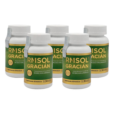 Pack de 5 Rmsol Gracián Ácido Hialurónico Presentación Clásica | 30 Capletas Cada Frasco | Rinde hasta 150 días | | Envío gratis