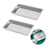 2 Bandejas Inox Médico Dentista Clinica 22x12x1cm Hospitalar