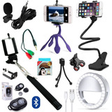 Kit Youtuber Completo Lapela + 2 Tripés Celular + Articulado