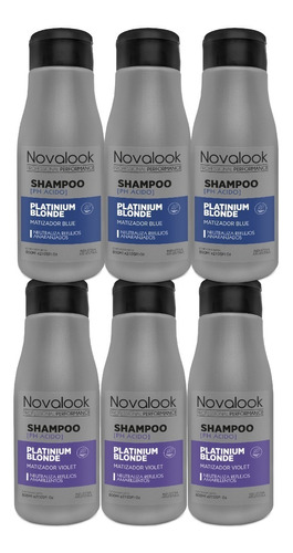 Shampoo Matizador Violeta Azul Blond Combo X6 Novalook 800ml