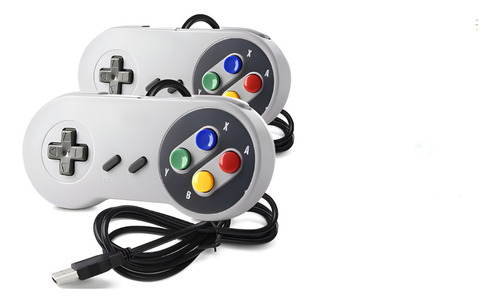 Kit 2 Controles Nintendo Usb Snes Pc Tv Box Game Retrô