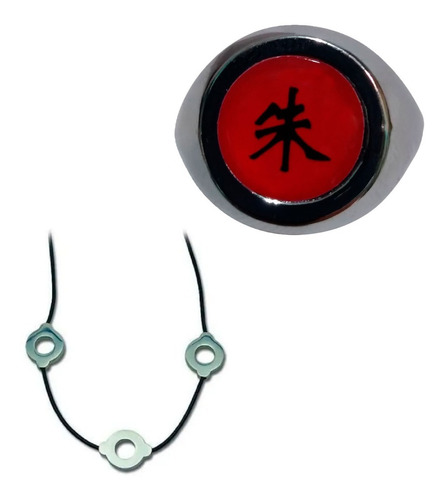 Naruto Collar Itachi Uchiha Metálico + Anillo Akatsuki