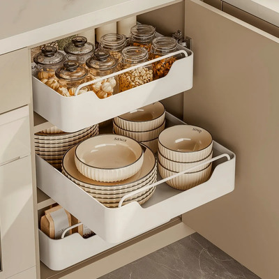 Organizador De Cajones Para Cocina, Cream, 1 Pz ,20x43x8cm