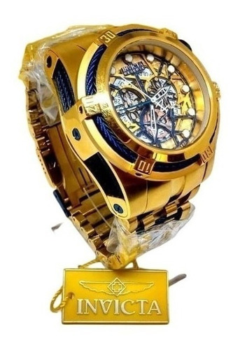 Relógio Zeus Bolt Skeleton Banhado A Ouro Forte 18k Luxuoso