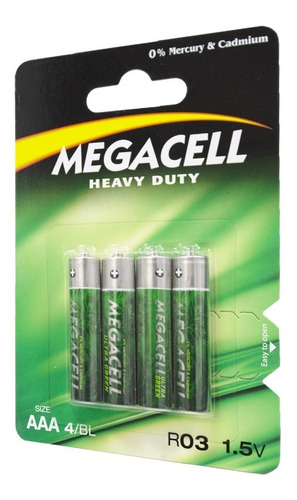 Pilas Megacell Heavy Duty Aaa 1.5 V 4 Pzs