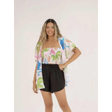 Conjunto Kimono Feminino E Cropped Moda Praia Linha Premium 