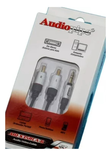 Cable De Audio 3,5 St A 2 Rca  De 1mts  Calidad Audiopipe 