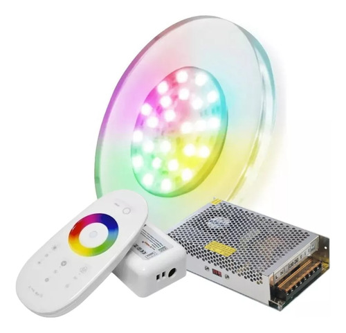 1 Luz Pileta Acrilico 12w Rgb+controladora Touch+fuente 5a