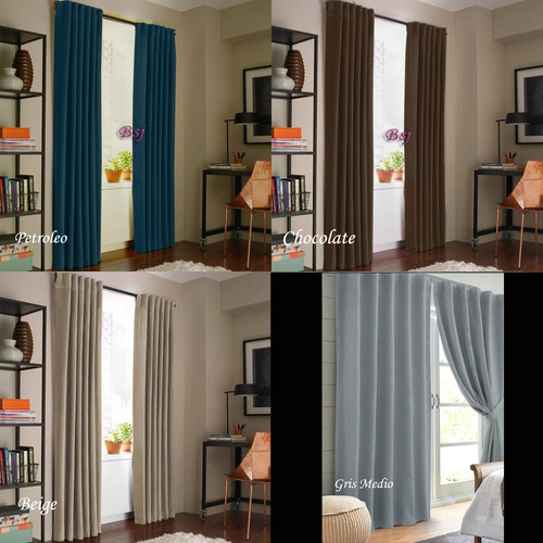 Combo X2 Jgos De Cortinas Blackout Textil Presillas Ocultas