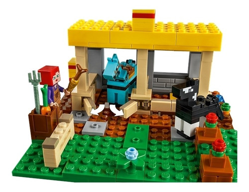 Bloque Lego Minecraft El Establo De Caballos 241 Pzas.21171