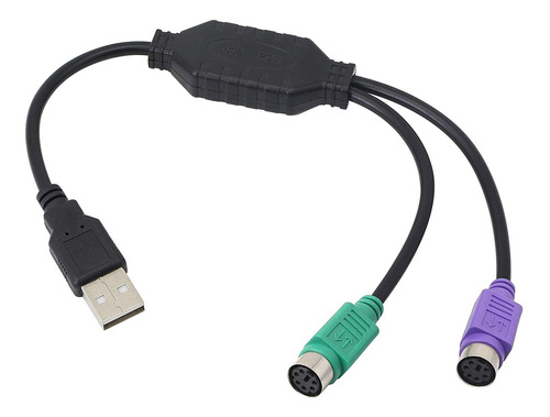 Cable Usb A Dual Ps2 Para Mouse Y Teclado Negro