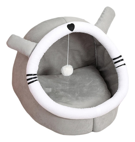 Cama Cueva Para Gatos, Cómoda, Nido Inferior Gris S