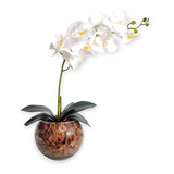 Arranjo Orquídea Artificial Silicone Toque Real 3d + Vaso
