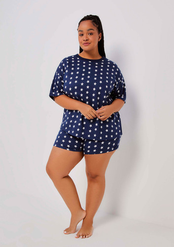 Pijama Curto Feminino Estampado Hering Intima