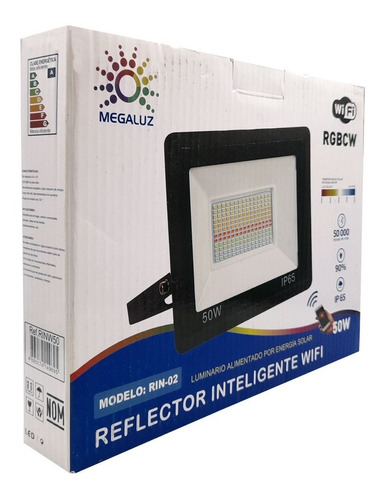 Reflector Rgb 50w Smart Wifi Inteligente Androd Ios Ip65 Color De La Carcasa Negro