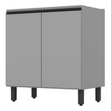 Balcão Gabinete 80cm 2 Portas 100% Mdf Sem Tampo Belize Cinz Cor Cinza