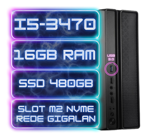 Computador Slim Pc Office Intel I5-3470 Ssd 480gb 16gb Ram