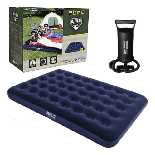 Colchon Infñable 2 Plazas + Inflador + Almohadas + Parche 