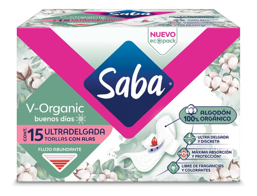 Saba® V-organic Toallasultradelgadas De Día