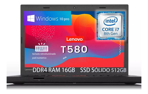 Lenovo Thinkpad Core I7 8ª 16 Ram+512gb Ssd M.2 15.6'' Hdmi
