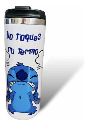 Termo Stitch, Personalizado No Toques Mi Termo Color Blanco